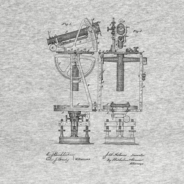 Solar Theodolite Vintage Patent Drawing by skstring